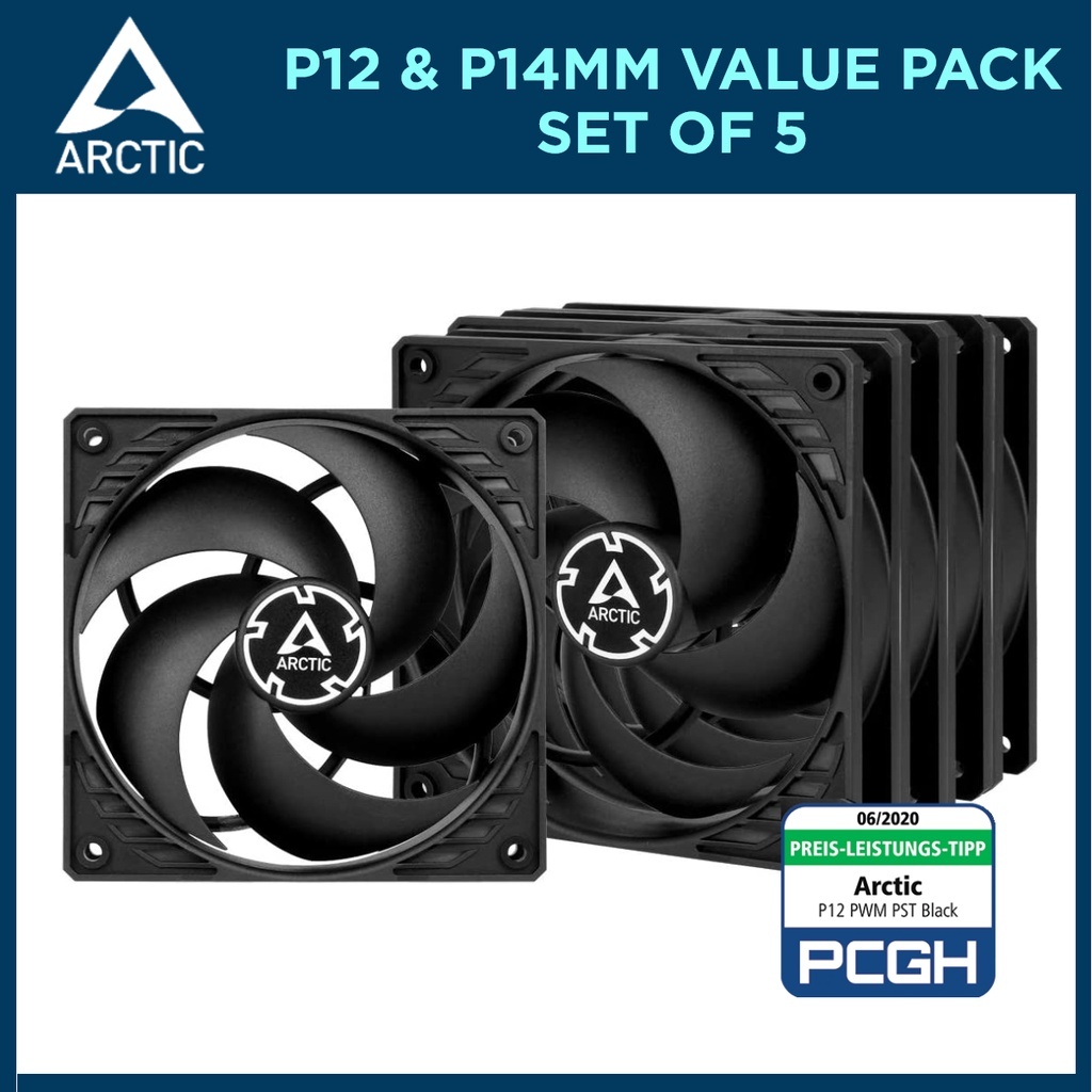 ARCTIC P12 Value Pack (5 Pack) 120mm Case Fan. 1800 RPM, Quiet Motor.